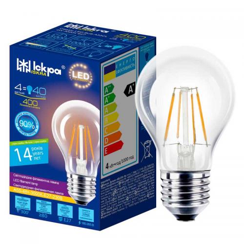 Лампа led filament A55 CL 4W E27 Iskra