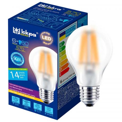 Лампа led filament A60 FR 6W E27 Iskra