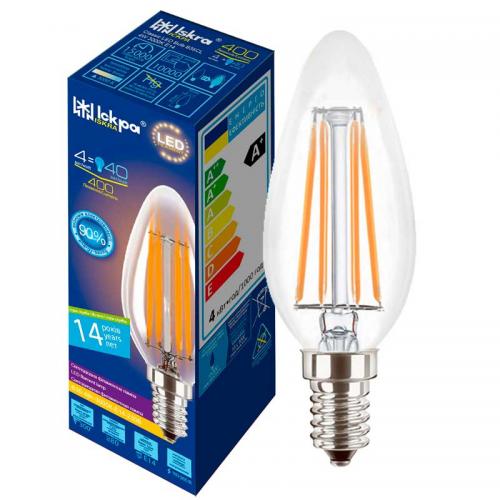 Лампа led filament B35 CL 4W E14 Iskra